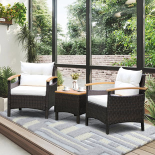 Kono 3pc wicker discount patio chat set